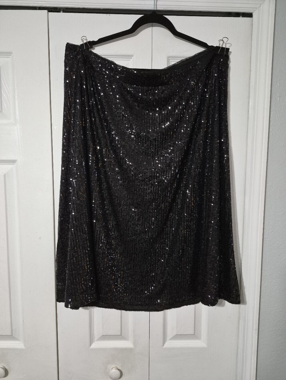 Major Y2K Glam Black Sequin Midi Skirt
